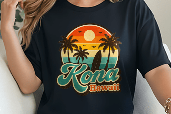 Download Kona Hawaii Vintage Sunset Palm Tree PNG - Premium Resources