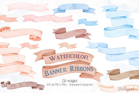 Download Watercolor Banner Ribbons Clipart - Premium Resources